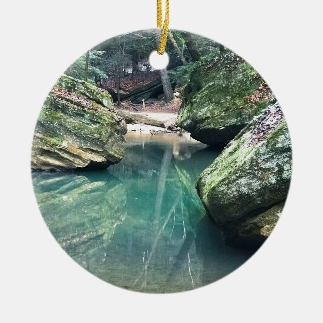 Hocking Hills Boulders Ceramic Ornament (Front)