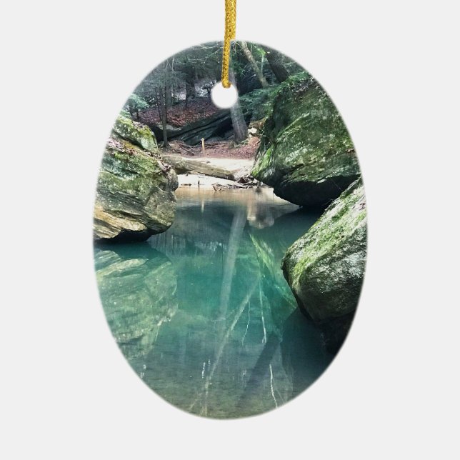 Hocking Hills Boulders Ceramic Ornament (Front)