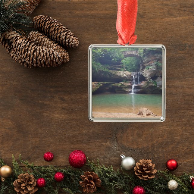 Hocking Hills on Old Man's Cave Trail Upper Falls Metal Ornament (Creator Uploaded)