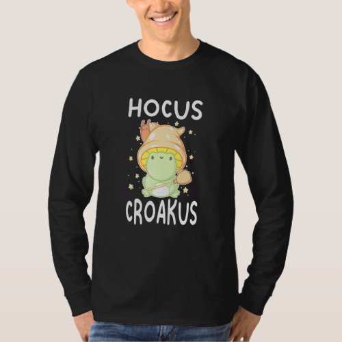 Hocus Croakus Halloween Cottagecore Frog Mushroom  T_Shirt