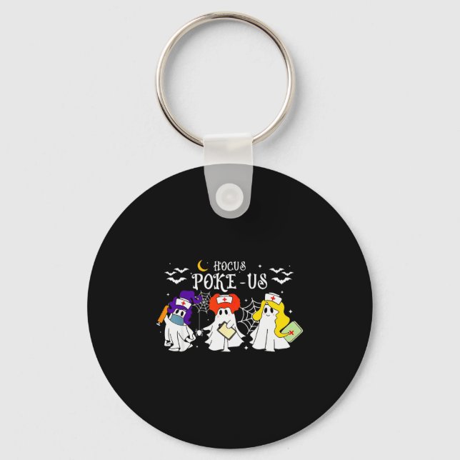 Hocus Ke-us Witch Nurse Halloween Medical Lab Tech Keychain (Front)