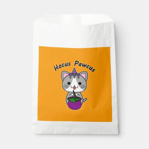 Hocus Pawcus _ Gray Tabby Cat _Black Writing Favor Bag