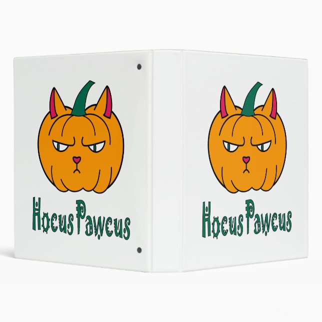 Hocus pawcus Halloween pumpkin ginger cat magic 3 Ring Binder (Background)