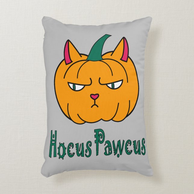 Hocus pawcus Halloween pumpkin ginger cat magic Accent Pillow (Front(Vertical))