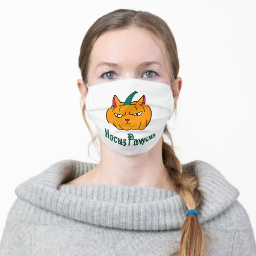 Hocus pawcus Halloween pumpkin ginger cat magic Adult Cloth Face Mask