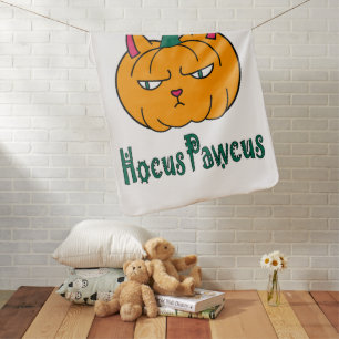 Hocus pawcus Halloween pumpkin ginger cat magic Baby Blanket