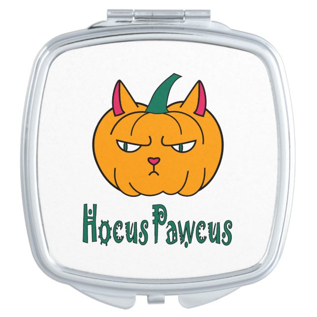 Hocus pawcus Halloween pumpkin ginger cat magic Compact Mirror (Front)