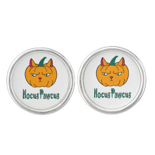 Hocus pawcus Halloween pumpkin ginger cat magic Cufflinks
