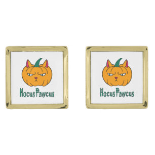 Hocus pawcus Halloween pumpkin ginger cat magic Cufflinks