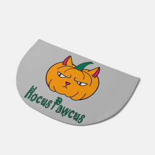 Hocus pawcus Halloween pumpkin ginger cat magic Doormat