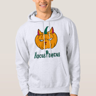 Hocus pawcus Halloween pumpkin ginger cat magic Hoodie