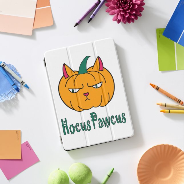 Hocus pawcus Halloween pumpkin ginger cat magic iPad Air Cover (In Situ)
