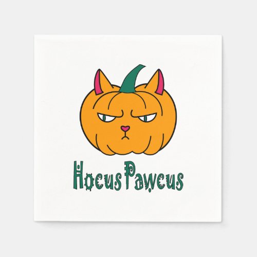 Hocus pawcus Halloween pumpkin ginger cat magic Napkins