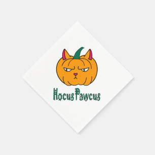 Hocus pawcus Halloween pumpkin ginger cat magic Napkins