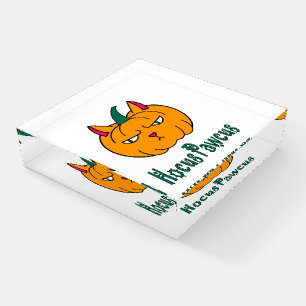 Hocus pawcus Halloween pumpkin ginger cat magic Paperweight