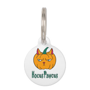 Hocus pawcus Halloween pumpkin ginger cat magic Pet ID Tag