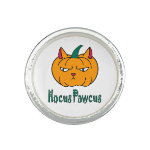 Hocus pawcus Halloween pumpkin ginger cat magic Ring