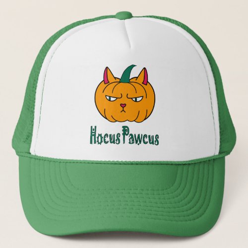 Hocus pawcus Halloween pumpkin ginger cat magic Trucker Hat