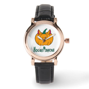 Hocus pawcus Halloween pumpkin ginger cat magic Watch