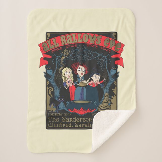 Hocus Pocus All Hallows’ Eve Enchantment Sherpa Blanket (Front)