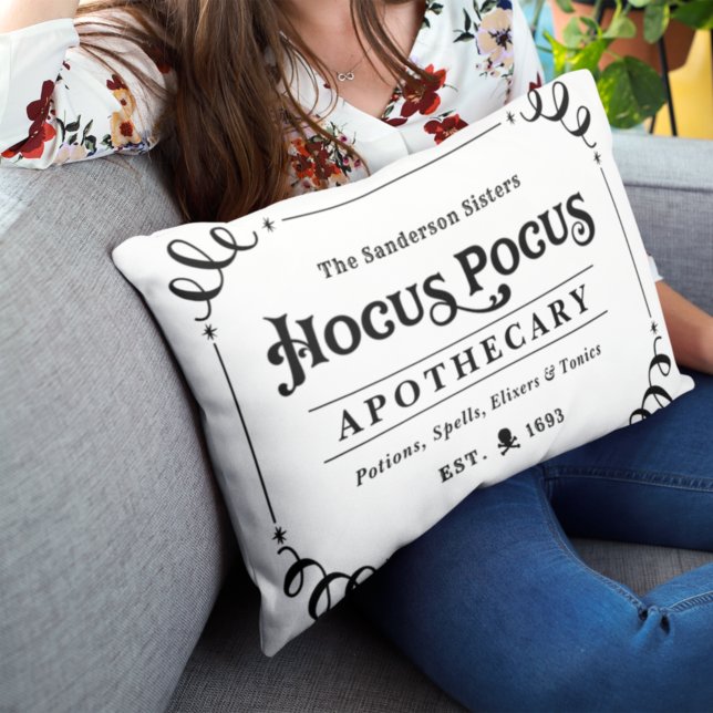 Hocus Pocus Apothecary Black and White Halloween Accent Pillow (Creator Uploaded)