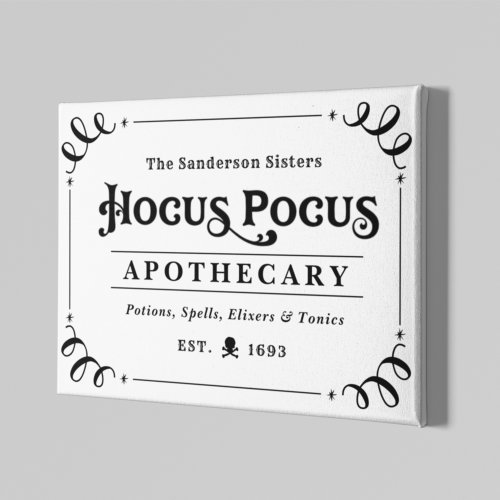 Hocus Pocus Apothecary Black and White Halloween Canvas Print