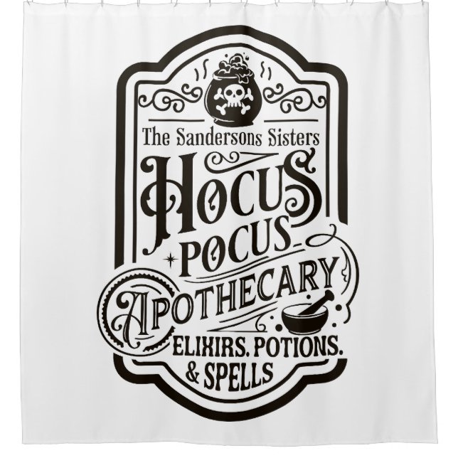 Hocus Pocus Apothecary Shower Curtain (Front)