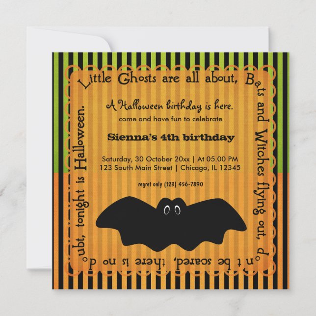 Hocus Pocus Bat Birthday Invitation (Front)