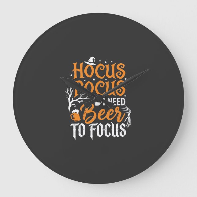 Hocus Pocus Beer Halloween Design_1 Large Clock (Front)