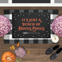 Hocus Pocus Black and Orange Halloween Quote Doormat