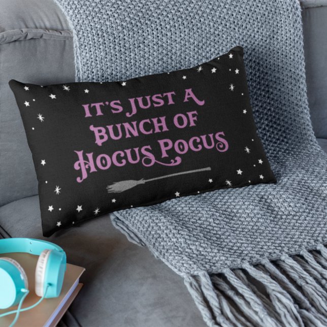 Hocus Pocus Black and Purple Halloween Quote Lumbar Pillow (Creator Uploaded)