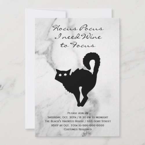 Hocus Pocus Black Cat Halloween Costume Party Invitation