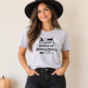 Hocus Pocus Black Cat Witch Gray Womens Halloween T-Shirt
