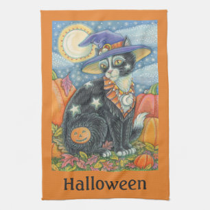 HOCUS POCUS BLACK CAT WITCH HOLIDAY KITCHEN TOWEL
