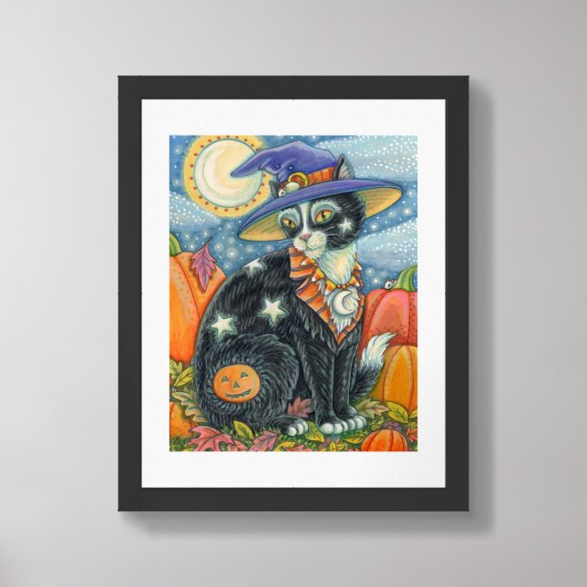 HOCUS POCUS BLACK CAT WITCH & MOUSE HALLOWEEN FRAMED ART (Framed Front)