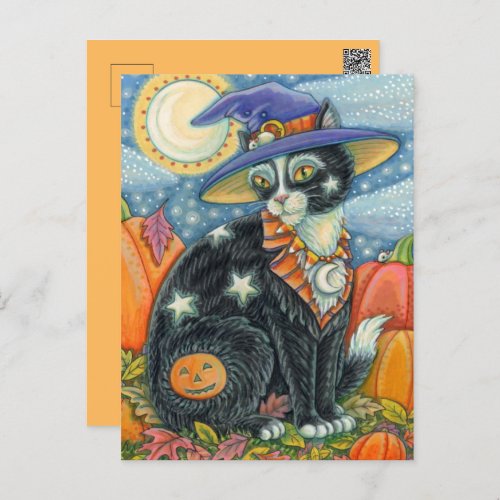 HOCUS POCUS BLACK CAT WITCH  MOUSE HALLOWEEN HOLIDAY POSTCARD