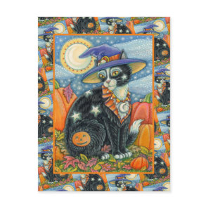 HOCUS POCUS BLACK CAT WITCH & MOUSE HALLOWEEN HOLIDAY POSTCARD
