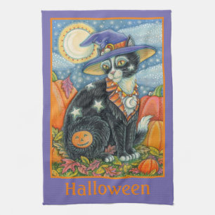 HOCUS POCUS BLACK CAT WITCH & MOUSE HALLOWEEN KITCHEN TOWEL