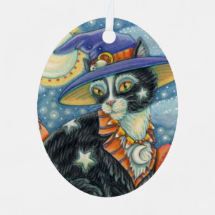 HOCUS POCUS BLACK CAT WITCH & MOUSE HALLOWEEN METAL ORNAMENT