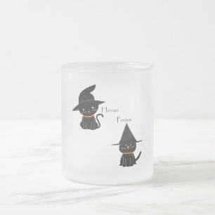 Hocus Pocus Black Cats Frosted Glass Coffee Mug