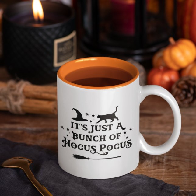 Hocus Pocus Black Halloween Quote Two-Tone Coffee Mug (Creator Uploaded)