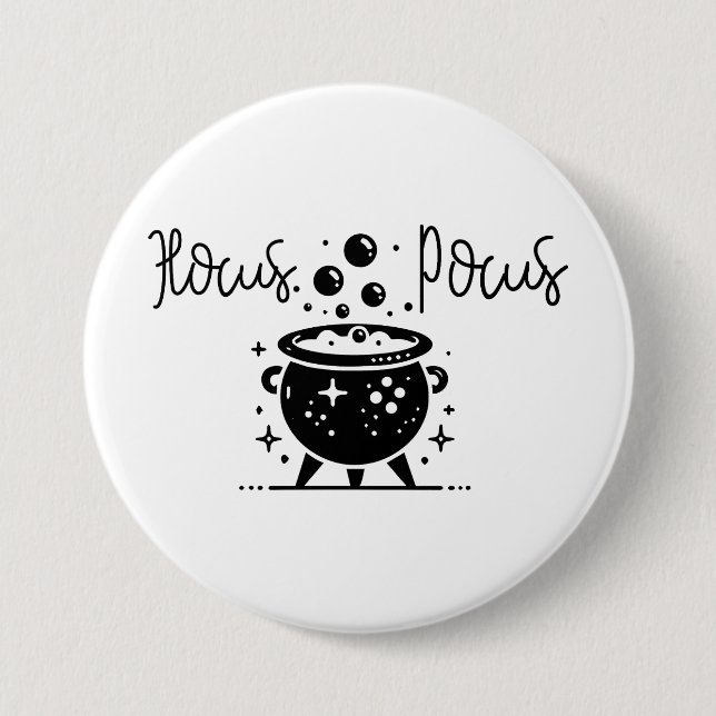 Hocus Pocus Bubbling Witch Cauldron Halloween Button (Front)