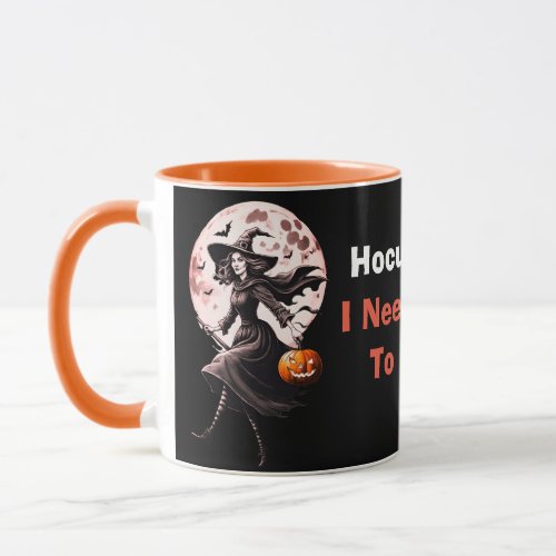 Hocus Pocus Cute modern Halloween witch and pumpki Mug