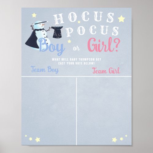 Hocus Pocus Cute Snowman Winter Gender Reveal  Poster