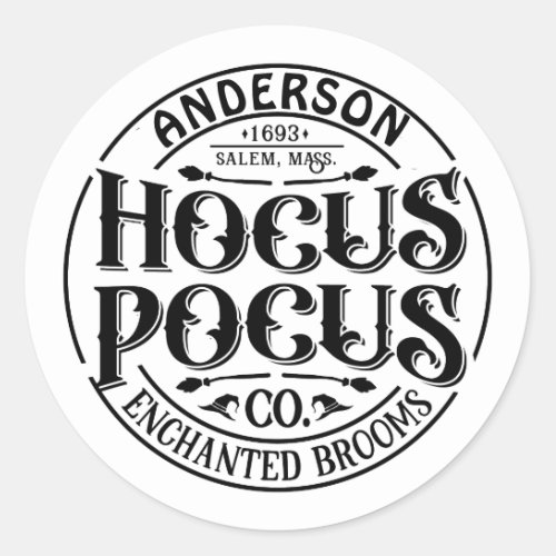 Hocus Pocus Enchanted Brooms Personalized Label