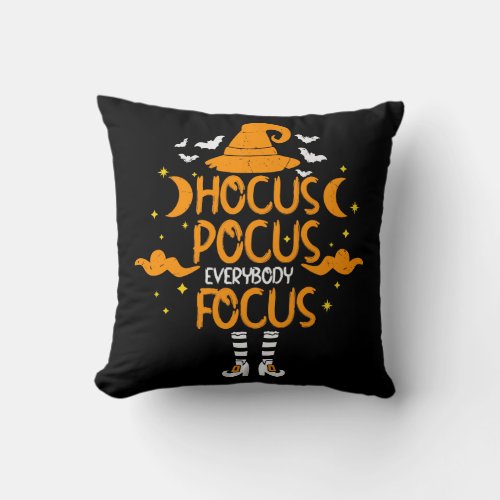 Hocus Pocus Everybody Focus Halloween Funny Throw Pillow