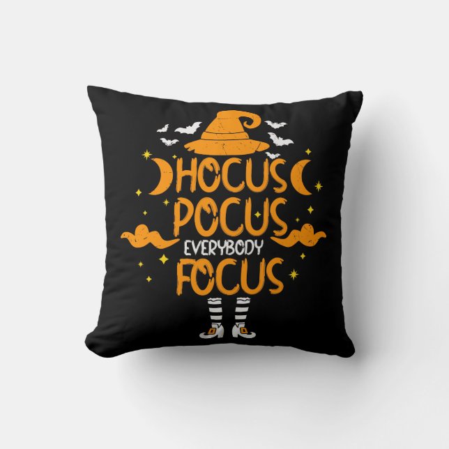 Hocus Pocus Everybody Focus Halloween Funny Throw Pillow (Front)