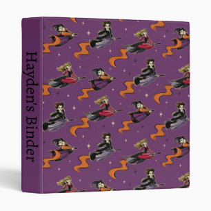 Hocus Pocus Flying Witches Pattern 3 Ring Binder