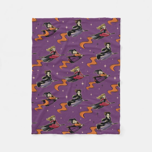Hocus Pocus Flying Witches Pattern Fleece Blanket (Front)