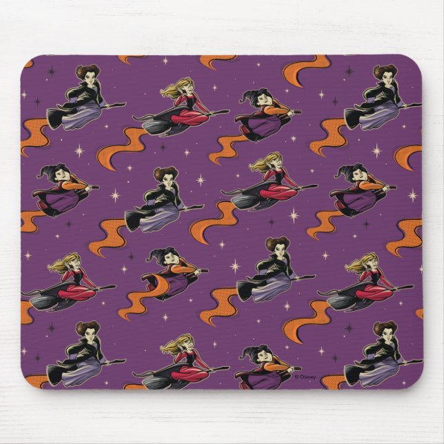 Hocus Pocus Flying Witches Pattern Mouse Pad (Front)